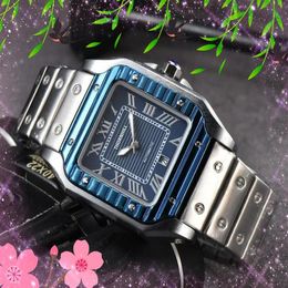 Square Roman Tank Dial quartz mens watches fashion day date men solid fine stainless steel clock gifts three stiches pins famous b233r