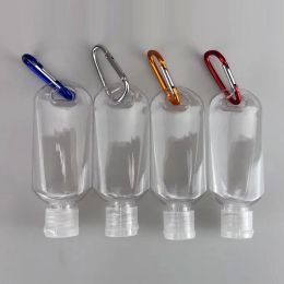 wholesale 50ML Empty Plastic Alcohol Refillable Bottle with Key Ring Hook Clear Transparent Hand Sanitizer Bottle Easy to Carry LL