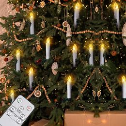 Candles 30PCS Christmas Tree Candle Light With Flashing Flames Height 10cm Battery Operated Timer Remote Home Decoration LED 230907