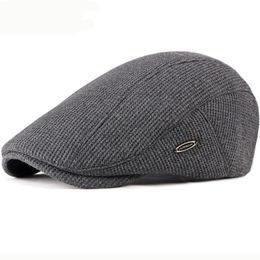 Berets HT2646 Beret Cap Autumn Winter Hat Caps for Men Women Adjustable Ivy sboy Flat Cap High Quality Solid Knitted Hat Berets 230907