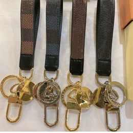 Classic Brown Flower Wallet Key Ring High Quality Stainless Steel Leather Keychains Designer Bags Pendant Accessories202j