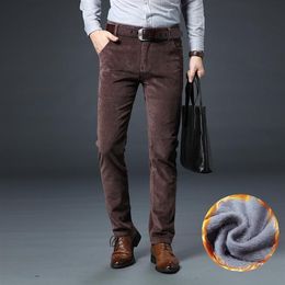 Autumn Winter Newly Designer Fashion Men Jeans Elastic Slim Fit Casual Corduroy Pants Vintage Smart Velvet Warm Long Trousers251p