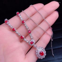 Choker Luxurious Full Diamond Imitation Ruby Fashion Color Jewel Pendant Femininity Necklace Collarbone Chain