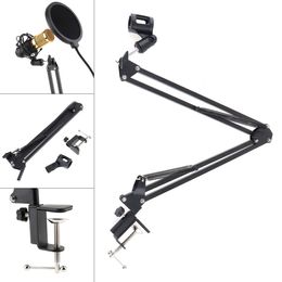 Lighting Studio Accessories Black NB35 Microphone Scissor Arm Stand Mic Clip Holder Desk with Alloy Base Clamp for KTV Broadcast 230908