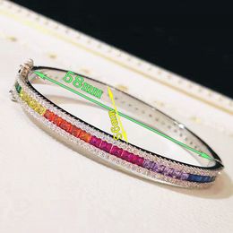 Bangle WPB Advanced Colorful Zircon Bangles Women Rainbow Bangles Platinum Plated Female Luxury Jewelry Bright Design Girl Gift Party 230907