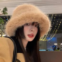 Berretti 2023 in pelliccia sintetica visone cappello da donna autunno e inverno peluche secchio caldo protezione per le orecchie Lei Feng