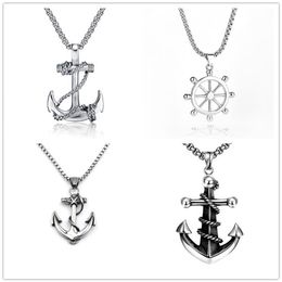 Chains Stainless Steel Sea Anchor Sailor Men Necklaces Chain Pendants Punk Rock Hip Hop Unique For Male Boy Fashion Jewelry Gifts251J