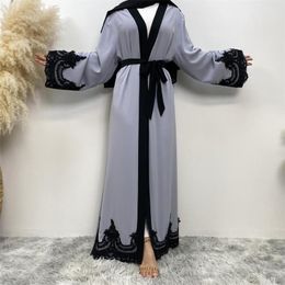 Ethnic Clothing Fashion Embroidered Gown Casual Cardigan Islamic Long Dress 1545