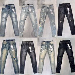 MARCHIO VIOLA jeans firmati per uomo pantaloni jeans viola buco estivo alta qualità Ricamo jeans viola Pantaloni in denim da uomo viola