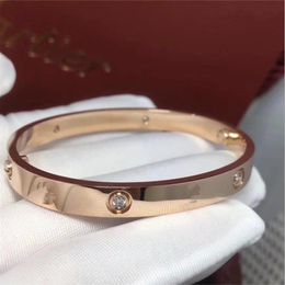 Love Classic cz 316L Titanium Bangles Bracelet women and men Suitable for Lovers Fashion Wristband Wedding Rose Gold Thanksgiving 264b