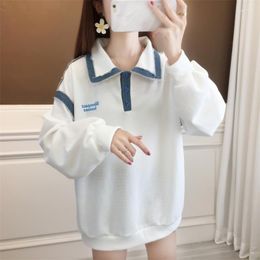 Women's Hoodies Preppy Style Long Sleeve Oversized Thin Sweatshirt Cotton Colour Stitching Women Harajuku Jumper Tops Pullover Streetwear