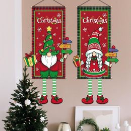 Christmas Decorations Merry Hanging Cloth Banner Creative Cartoon Background Fabric Decor for Home Xmas Pendants Navidad Noel 230908