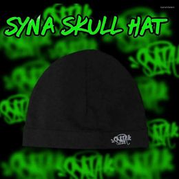 Berets Berets Syna Running Cap World Logo Skull Hat 2023 Knitting Beanie Men Women Paragraph Quality Y2k Warm Beanies