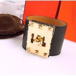 high quality popular brand jewerlry rivet genuine leather bracelet for women wide version360F