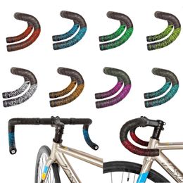 Bike Handlebars Components Chrysanthemum pattern Road Bar Tape Gradient Color Handlebar Tapes EVA PU Soft Anti Vibration Wrap Durable Bartape 230907