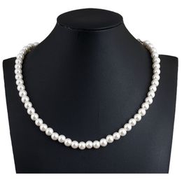 New Simple 4/6/8/10/12MM Imitation Pearl Necklaces Vintage Choker Necklace For Women Wedding Love Fashion Jewellery Wholesale