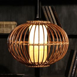 Rattan Pendant Light Modern 14" Handmade Dining Room Pendant lamp Southeast Asia Stylish Restaurant Pendant Lighting