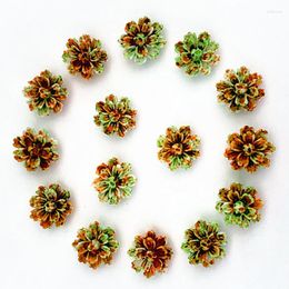 Decorative Flowers 100 Pcs. Orange&Green DlY Resin Rose Flower Flatback Appliques For Phone / Wedding Craft