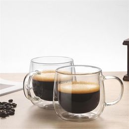 Wine Glasses Clear Borosilicate Mugs Tea Cups Double Walled Glass Coffee With Handle Microwave Safe Cappuccino