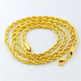 Choker SAIYE Hip Hop 24K Gold Color Necklace 3MM Twisted Rope Twist Electroplating For Men & Women Wedding Jewelry Gifts