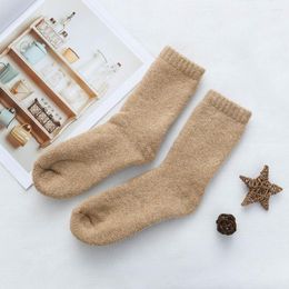 Women Socks 1 Pair Mens Super Warm Heavy Thermal Wool Winter Sweet French Solid Color Breathable Blend Sports Mid Tube