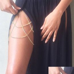Other Y Glitter Thigh Chain Mtilayer Metal Leg Women Fashion Gold Sier Personality Body Jewelry 221008 Drop Delivery Dhatr