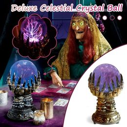 Party Decoration Halloween Crystal Ball Creative Luminous Luxury Magic Skull Finger Plasma Ghost Home 230907