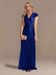 Urban Sexy Dresses Lucyilove Luxury Blue V-Neck Sequin Evening Dresses Women Party Maxi Dress Beading Gowns Long Prom Cocktail Dress Prom 230907