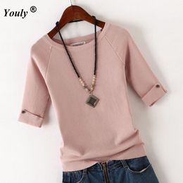 Women's Sweaters Free Ship Pullover Sweater Ice Cotton knit Tops women Autumn Casual Tees Shirt ladies Round Neck slim winter Bottoming tops 230907