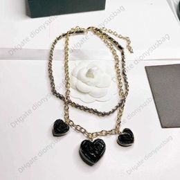 Designer Jewellery necklace 22k Autumn and Winter Diamond Pattern Black Peach Heart Sheepskin Necklace Double Fragrance Neckchain Charm Pendant Girl