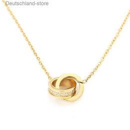 Pendant Necklaces Fashion Classic Design Love screw cap Necklace for men women double Loop ring full diamond pendant Jewellery Collares Collier octagonal Q230908