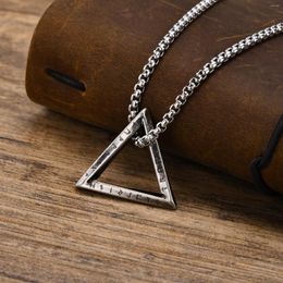 Pendant Necklaces Men's Norse Viking Triangle Necklace Stainless Steel Vegvisir Mjolnir Talisman Neckchain Amulet Rune For Male
