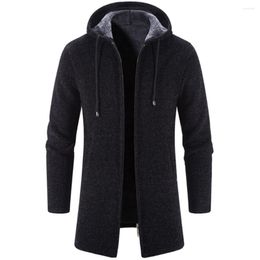 Men's Trench Coats Jacket 2023 Solid Colour Autumn And Winter Cashmere Cardigan Chenille Outer Sweater Coat Windbreaker