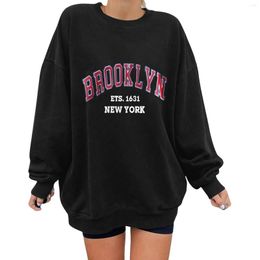 Women's Hoodies Womens Casual Crew Neck Y 2 K Hoodless Pullover Loose Letter Printed Long Sleeve Blouse Tops Vintage Autumn Spring