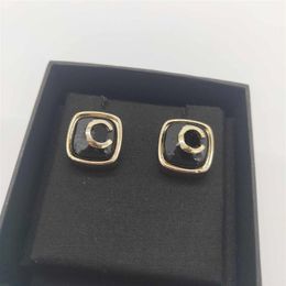 2022 Top quality Charm square shape stud earring with black Colour have box stamp PS7165A287y