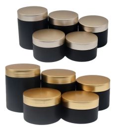 wholesale Empty PET Frost Black Cream Pot Refillable Bottle Gold Silver Plastic Lid Dia.68mm Cosmetic Packaging Container Facial Cream LL