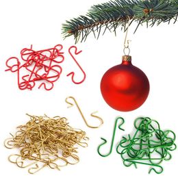 Christmas Decorations 50pcs Ornaments Metal SShaped Hooks Holder Tree Ball Pendant Hanging for home Navidad Year 230908