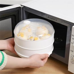 Double Boilers Microwave Oven Steamer Round Knob Gas Stove Burner Food Grade Heated Soup Pot Rice Steamed Buns With Lid