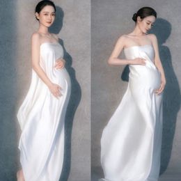 Multi-color Maternity Silk Fabric Photo Props Photography Dresses Gown Waving Satin Tossing Flying Pregnancy Flowing Cloth Overl