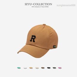 dhgate designer hat Hat Korean Fashion Simple Letter r Embroidered Curved Brim Cap Men's Outdoor Sports Sunscreen Sun XJ73