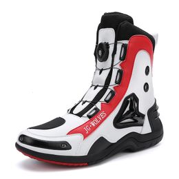 Boots Professional Men Motorcycle Boots Microfiber Leather Waterproof Quick Lacing Big Size 47 230907