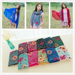 Scarves Plain Embroider Floral Viscose Shawl Scarf From Indian Bandana Print Cotton Scarves and Wraps Soft Foulard Muslim Hijab Cap 230831