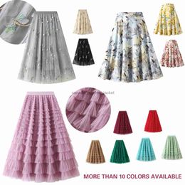 Skirts Women Skirts Fashion Tiered Skirt Multi Colours Tutu Skirtt A Line Designed Dress With Floral Decoration Elastic Waist Plus Size Fit All SizesL230908