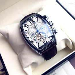 Relógios de pulso top watches masculinos Tourbillon Quartz automático 3bar Relógio à prova d'água para homens Frank-Mule Mechanical Watchwatch