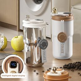 Water Bottles 420ml Smart Thermos Bottle For Coffee LED Temperature Display Cup 316 Stainless Steel Tumbler Camping Christmas Gift 230907