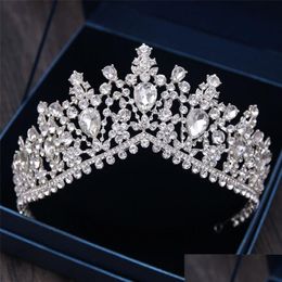 Hair Jewellery Luxury Bridal Tiaras Crown Baroque Sier Plated Crystal Diadem For Bride Headbands Accessories 220831 Drop Delivery Hairj Dhnvq