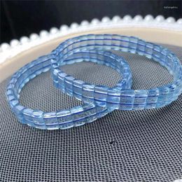 Strand Natural Aquamarine Bangle Bracelet Fashion Women Healing Jewelry Gemstone Reiki Energy Stone Holiday Gift 1pcs