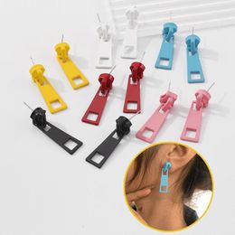 Dangle Earrings Creative Cute Alloy Fashion Zipper Stud For Women Ins Style Colourful Mini Unique Funny Jewellery Gifts