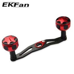 Fly Fishing Reels2 EKFan 1pc Length 107mm 85mm Hole Size Reel Handle Aluminum Alloy Knob With Carbon Fiber For Baitcasting 230907