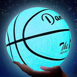 Balls Reflective Basketball Ball PU Wear Resistant Luminous Night Light Glowing No. 7 basketball Gift 230907